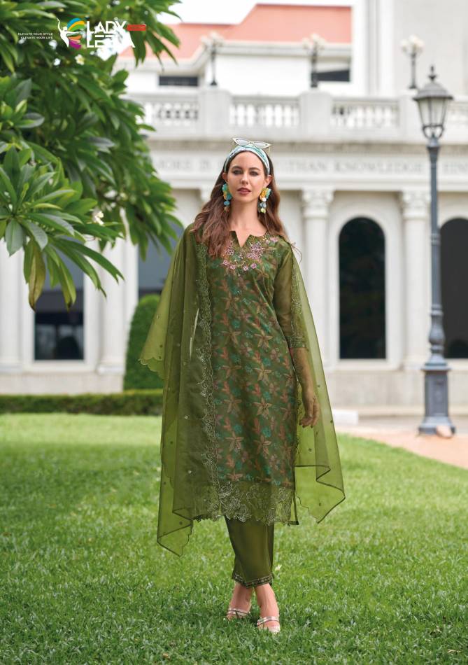 Aleena By Lady Leela Organza Embroidery Designer Kurti With Bottom Dupatta Wholesale Online